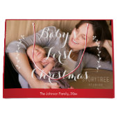 かわいいラージレッドベビーの初めてのクリスマス抱き枕 ラージペーパーバッグ (正面)