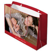 かわいいラージレッドベビーの初めてのクリスマス抱き枕 ラージペーパーバッグ (裏面アングル)