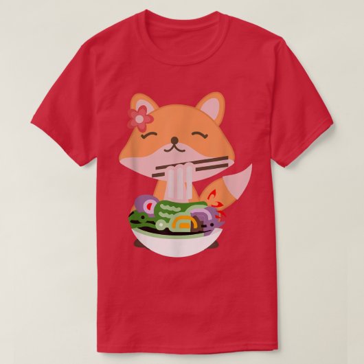 かわいいラーメンかわいいアニメ犬のコギ日本の麺 Tシャツ (デザイン正面)
