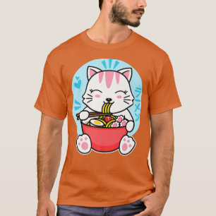 かわいいラーメンかわいいアニメ白猫イ日本のンタント Tシャツ