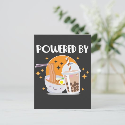かわいいラーメンとキュートなタピオカドリンク ポストカード (スタンド正面)
