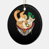 かわいいラーメンと猫アニメ麺日本のラーメン セラミックオーナメント (左)