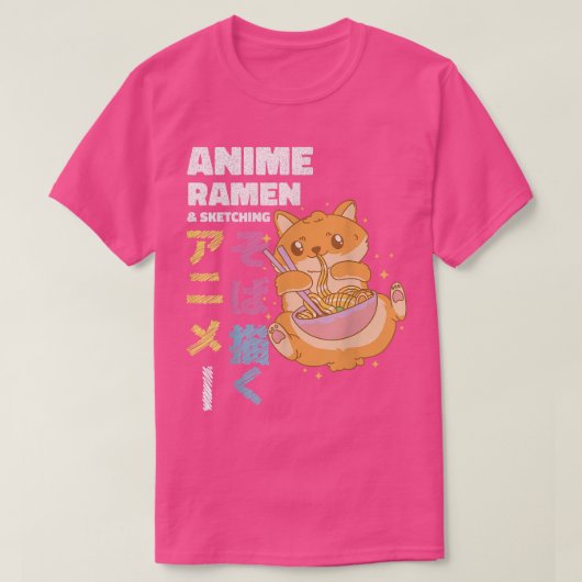 かわいいラーメンねこアニメラーメンSKETCHING Tシャツ (デザイン正面)