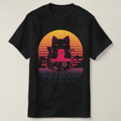 かわいいラーメンねこレトロ猫日本の麺アニメ Tシャツ (デザイン正面)