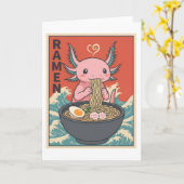 かわいいラーメンのウーパールーパー カード (黄色い花)