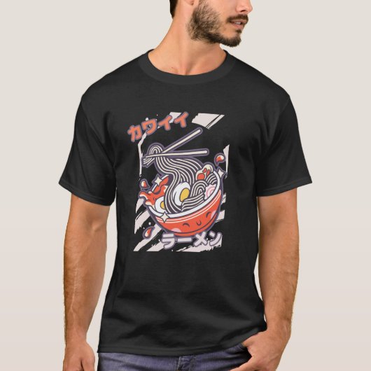かわいいラーメンの模型 Tシャツ (正面)