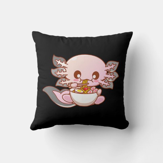 かわいいラーメンアクソロトルかわいいアニメ日本のフードガール クッション (裏面)