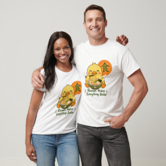 かわいいラーメンアヒル - ラーメンを食べるかわいいアヒル 日本 Tシャツ