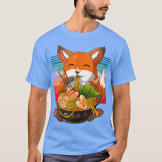 かわいいラーメンキツネ日本のねこ麺アおもしろいニメ Tシャツ