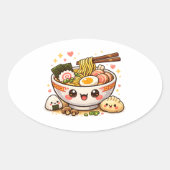 かわいいラーメンステッカー 楕円形シール (正面)