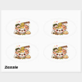 かわいいラーメンステッカー 楕円形シール (シート)