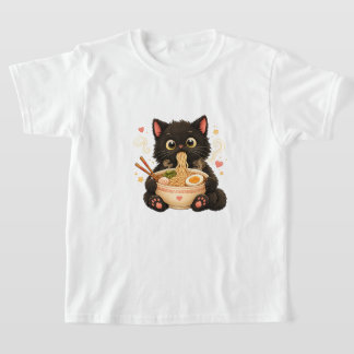 かわいいラーメンネコキッズTシャツ Tシャツ