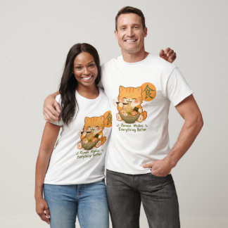 かわいいラーメンネコ - ラーメンを食べるかわいい猫 日本 Tシャツ