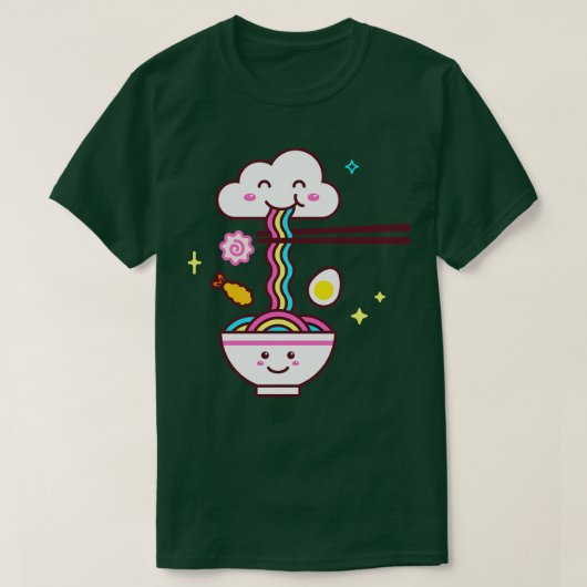 かわいいラーメンレインボー Tシャツ (デザイン正面)