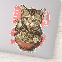 かわいいラーメン子猫ビニールステッカー