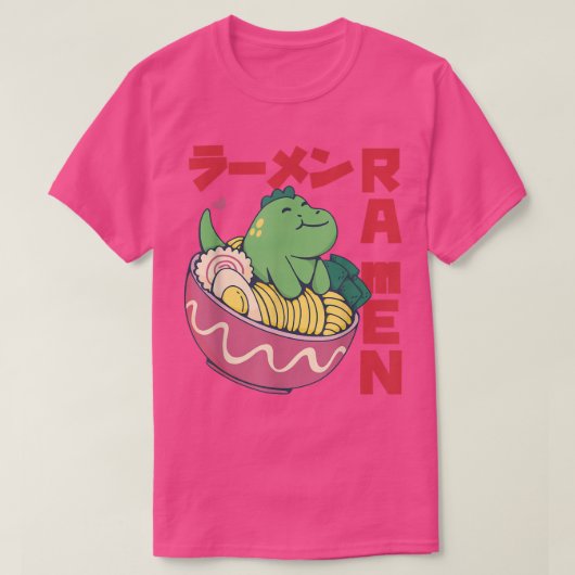 かわいいラーメン恐竜 Tシャツ (デザイン正面)