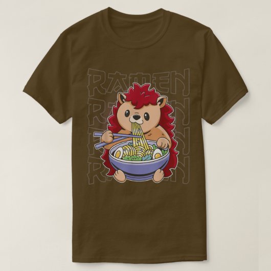 かわいいラーメン日本のアニメヌードルキュート柴犬 Tシャツ (デザイン正面)