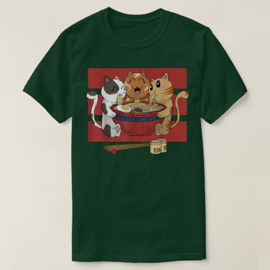 かわいいラーメン日本食ラーメン猫パワー  Tシャツ (デザイン正面)