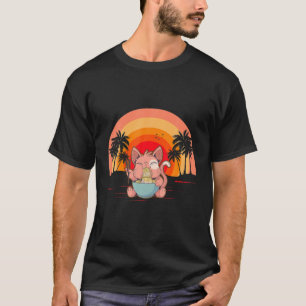 かわいいラーメン猫おもしろいアニメ猫チョンク日本のR Tシャツ