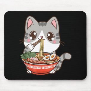 かわいいラーメン猫かわいい日本のアニメ食べ子ガール マウスパッド