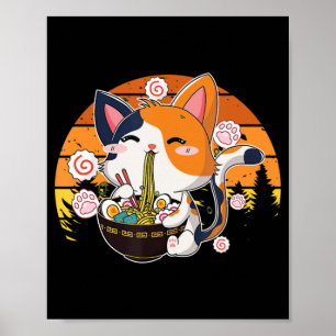 かわいいラーメン猫日本のアニメねこ麺おもしろいVi ポスター