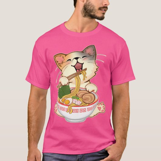 かわいいラーメン猫 Tシャツ (正面)