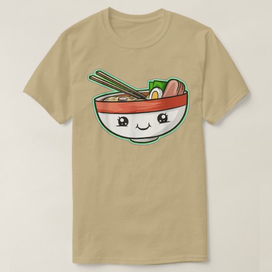かわいいラーメン顔丼日本の Tシャツ (デザイン正面)