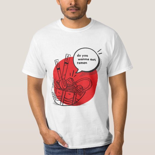 かわいいラーメン - おもしろい日本食 Tシャツ (正面)