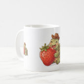 かわいいリクガメがイチゴを食べる コーヒーマグカップ (正面左)