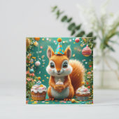 かわいいリスお誕生日おめでとう 招待状 (スタンド正面)