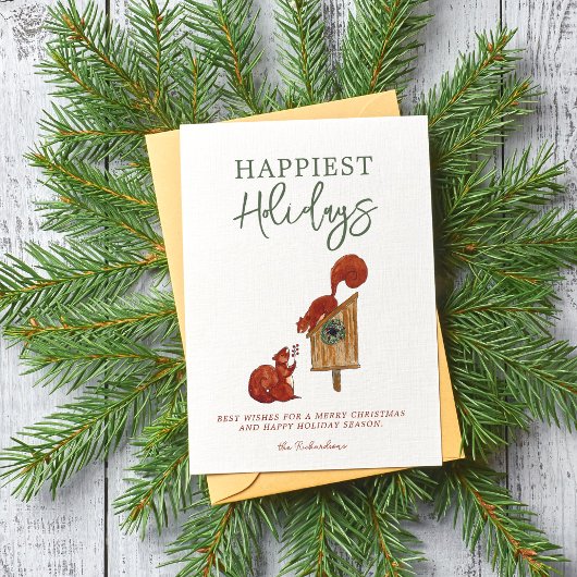 かわいいリスたちの写真コラージュ ホリデーカード シーズンカード