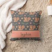 かわいいリスとどんぐりの秋模様の子供部屋インテリア クッション (ブランケット)