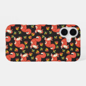 かわいいリスと秋の葉柄 iPhone 16ケース (裏面横)