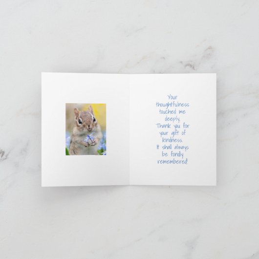 かわいいリスと花、DIYメッセージありがとうC サンキューカード (内部)