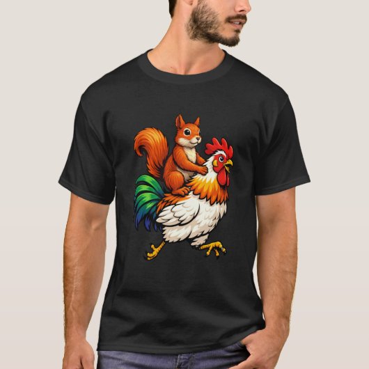 かわいいリスにわとり Tシャツ (正面)