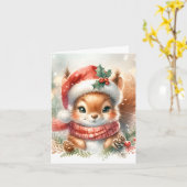 かわいいリスのクリスマスカード – かわいい休日 カード (黄色い花)