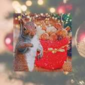 かわいいリスのクリスマスナッツの休日 缶バッジ