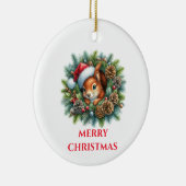 かわいいリスのクリスマス セラミックオーナメント (右)
