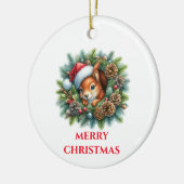 かわいいリスのクリスマス セラミックオーナメント (左)