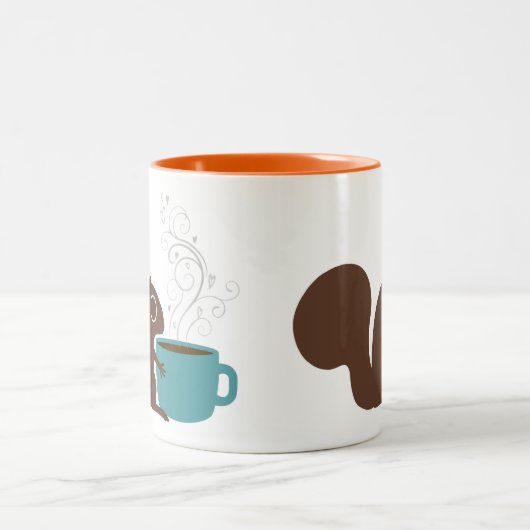 かわいいリスのコーヒー好き |野生生物おもしろい ツートーンマグカップ (中央)