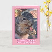 かわいいリスのティアラと口紅ハッピーバースデー カード (黄色い花)