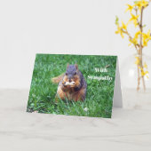 かわいいリスのピーナッツの写真悔やみや弔慰 カード (黄色い花)