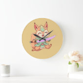 かわいいリスの侍 ラージ壁時計 (ホーム)