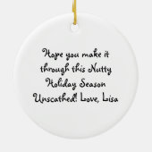 かわいいリスの写真パーソナライズされた セラミックオーナメント (裏面)