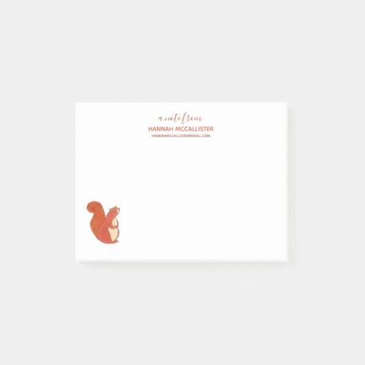 かわいいリスの名前と連絡注記 ポストイット (正面)