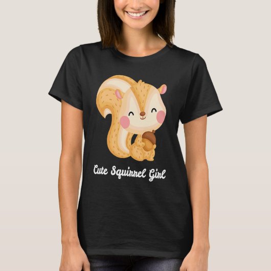 かわいいリスの女の子小動物リス Tシャツ (正面)