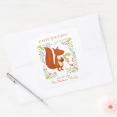 かわいいリスの幸せな休日パーソナライズされた スクエアシール (封筒)