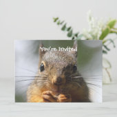 かわいいリスの微笑のマクロ写真 招待状 (スタンド正面)