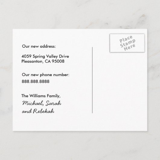 かわいいリスの新しいホームアドレスが移動 案内ポストカード (裏面)