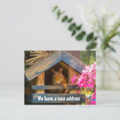 かわいいリスの新しいホームアドレスが移動 案内ポストカード (スタンド正面)